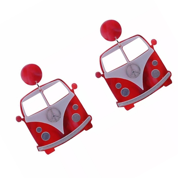 Retro 70s Bus Pin Up Earrings - Picture 3 of 4